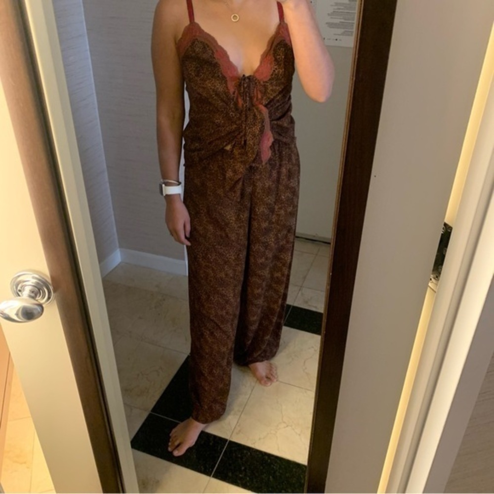 Victoria Secret sheer Leopard 2 Piece Pajama Set